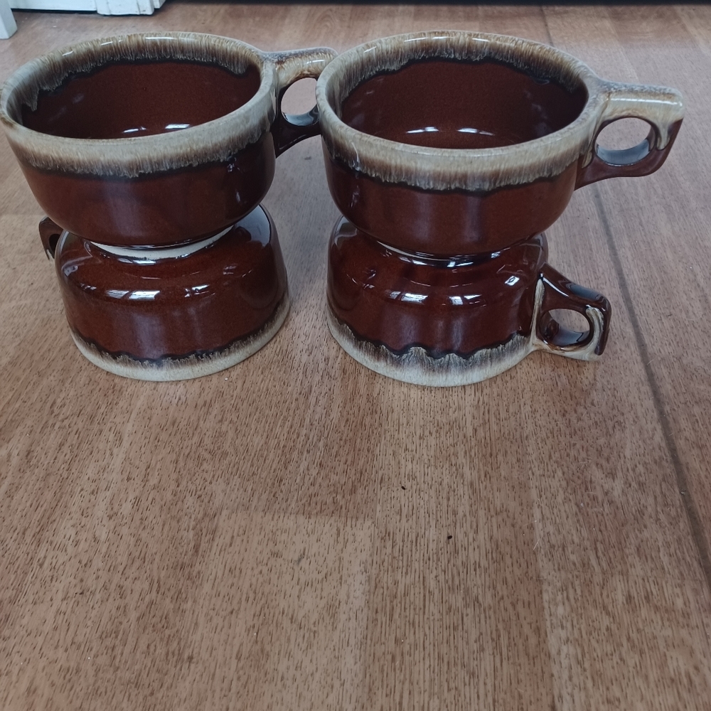 Pottery Western Stoneware soup mugs bowls vintage drip ware - Picture 5 of 5